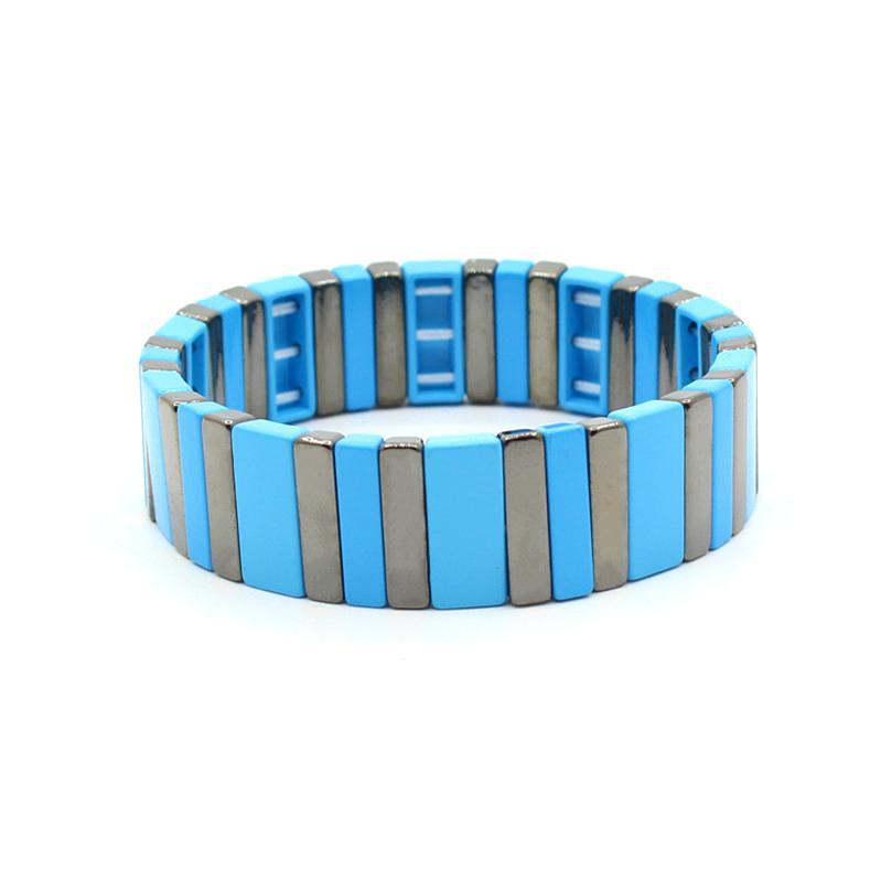 Pulseras de arco iris rectangulares geométricas de aleación de aleación al por mayor